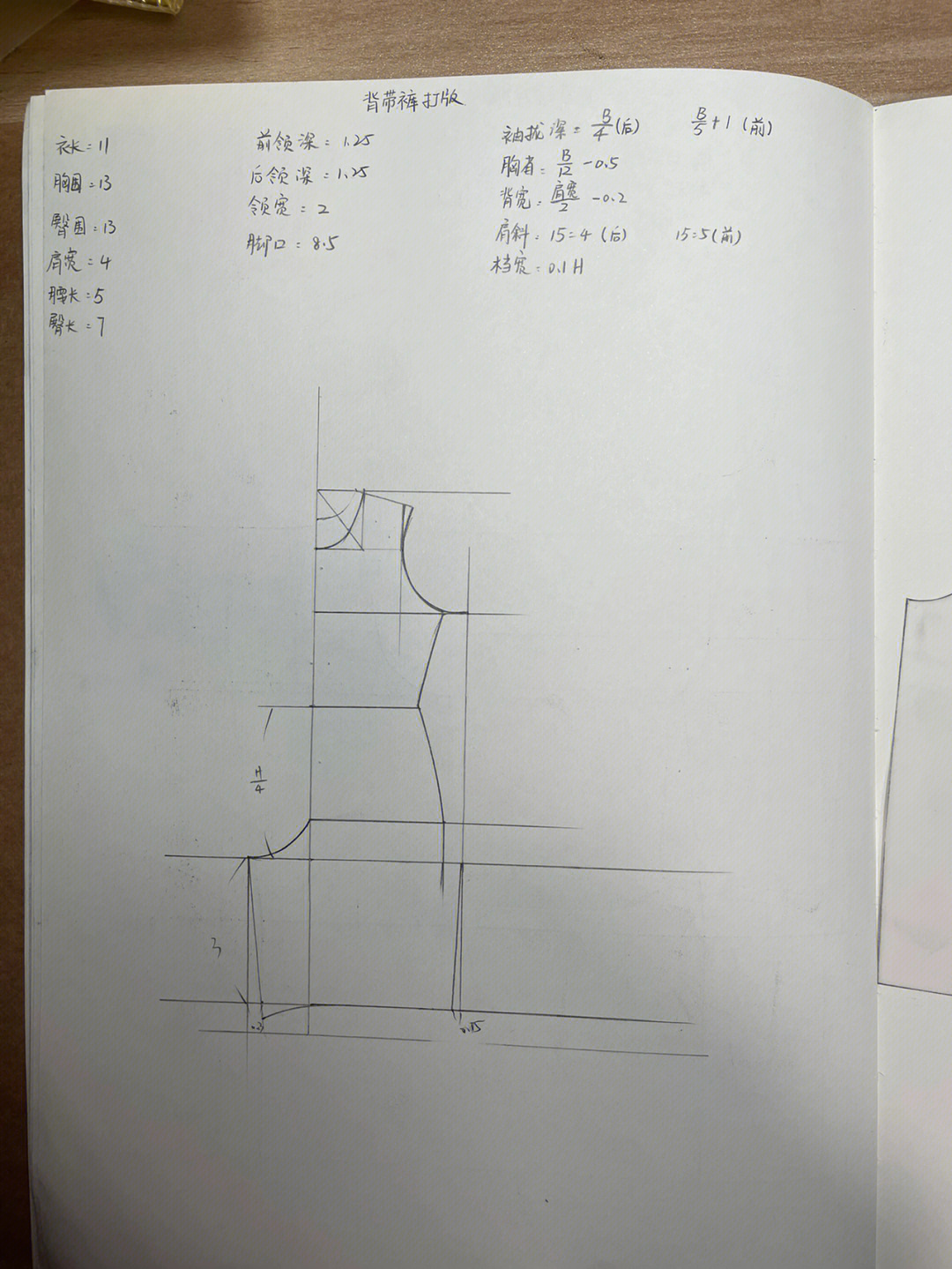 女士背带裤打版纸样图片