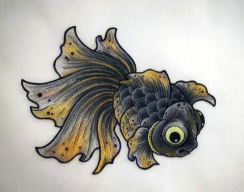 金鱼纹身手稿高清图片