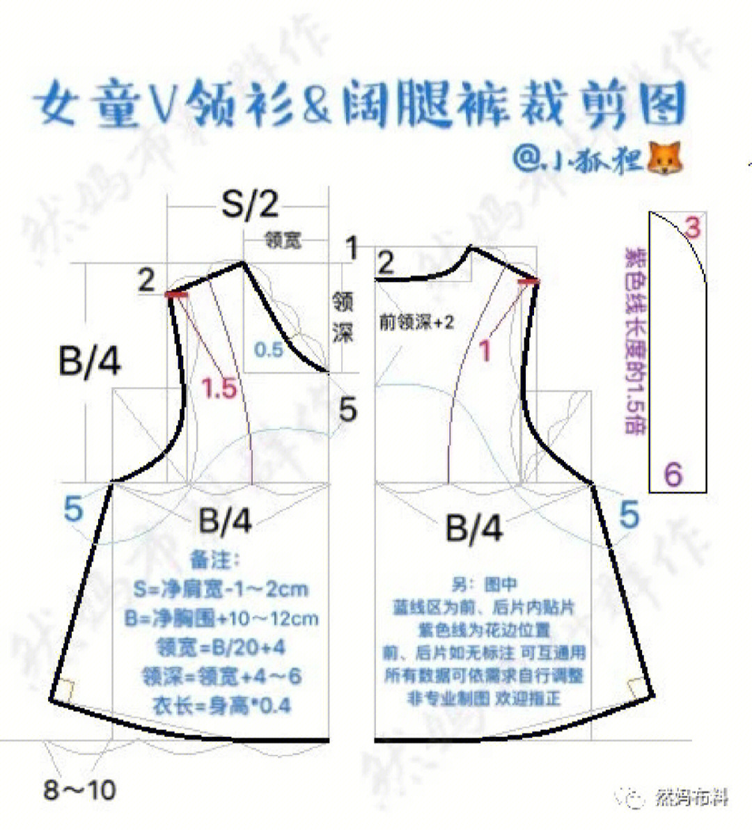 儿童阔腿裤裁剪图纸图片