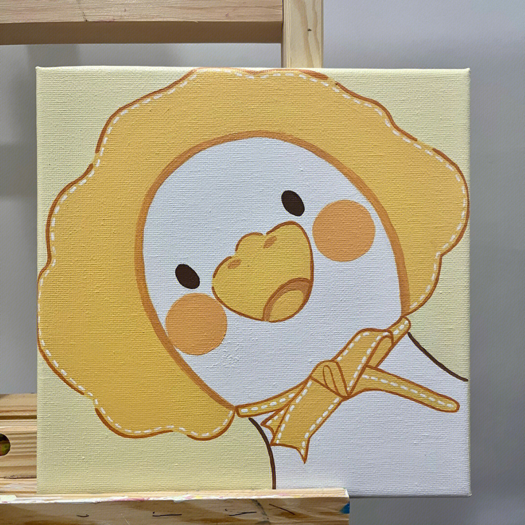 丙烯画可爱的小黄鸭鸭