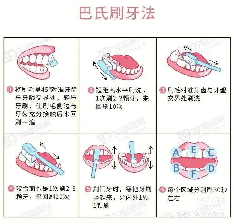 预防龋坏功能性牙膏因人而异正确刷牙方法78一:巴氏刷牙法 (图一)