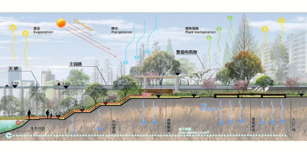 公园景观剖面图图片