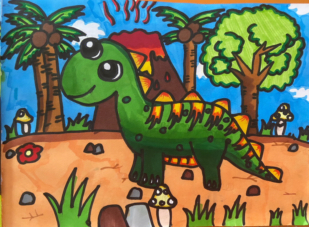 恐龙世界儿童画一等奖图片