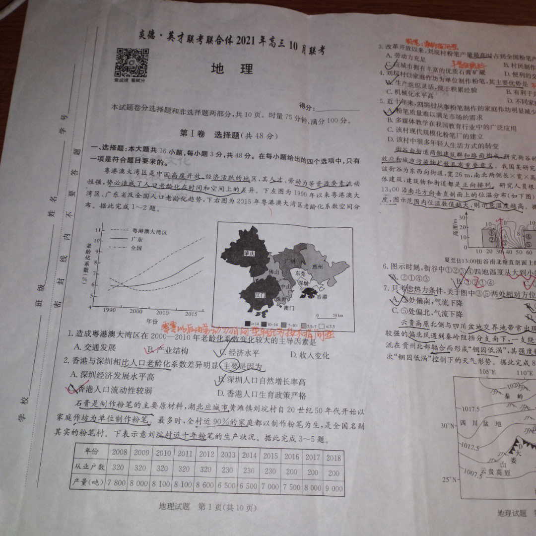 炎德联考地理卷