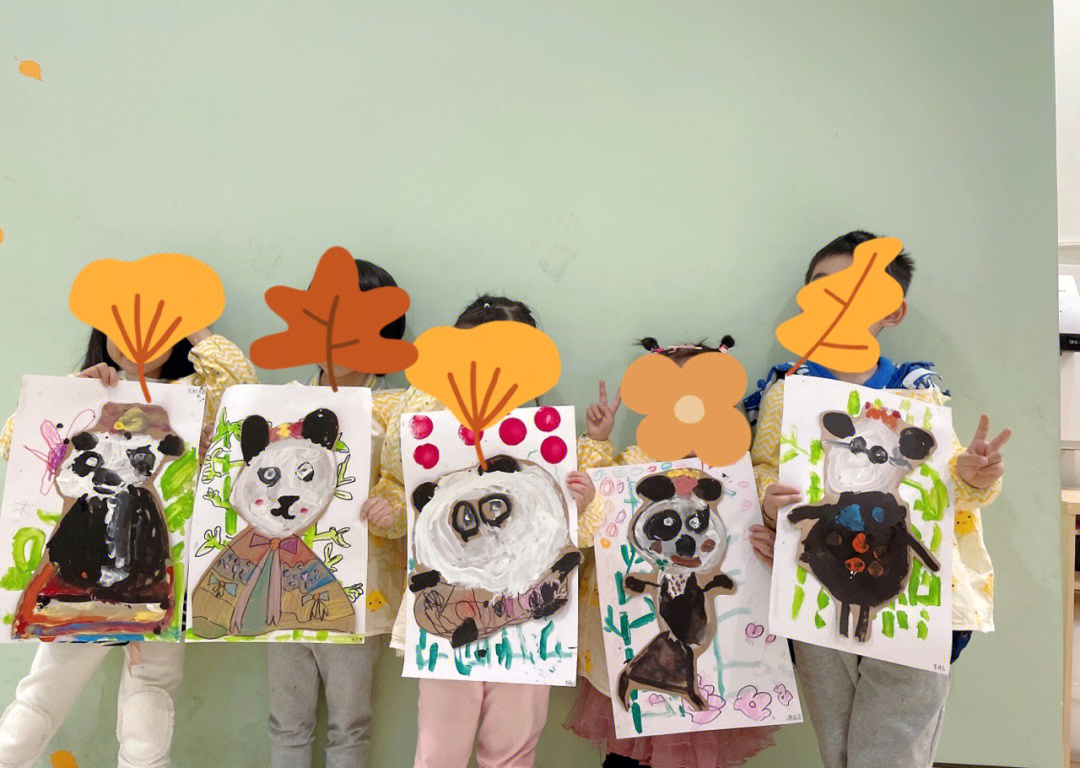 可爱的熊猫混龄幼儿园美术作品