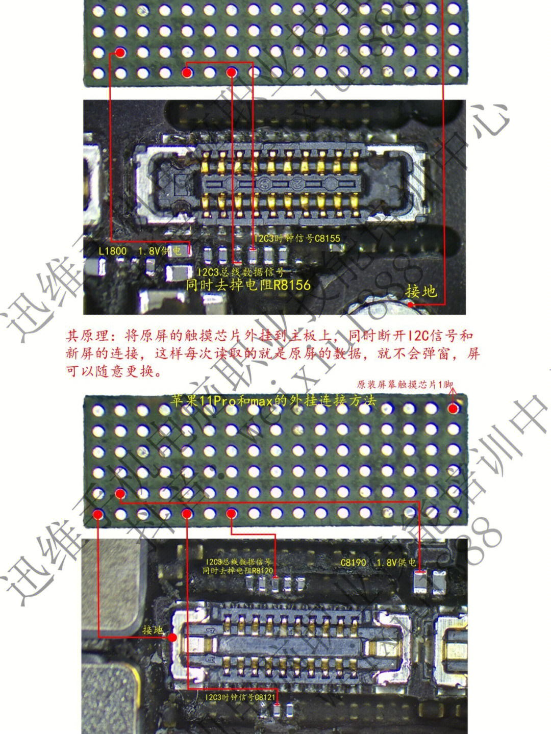 苹果8屏幕排线点位图图片