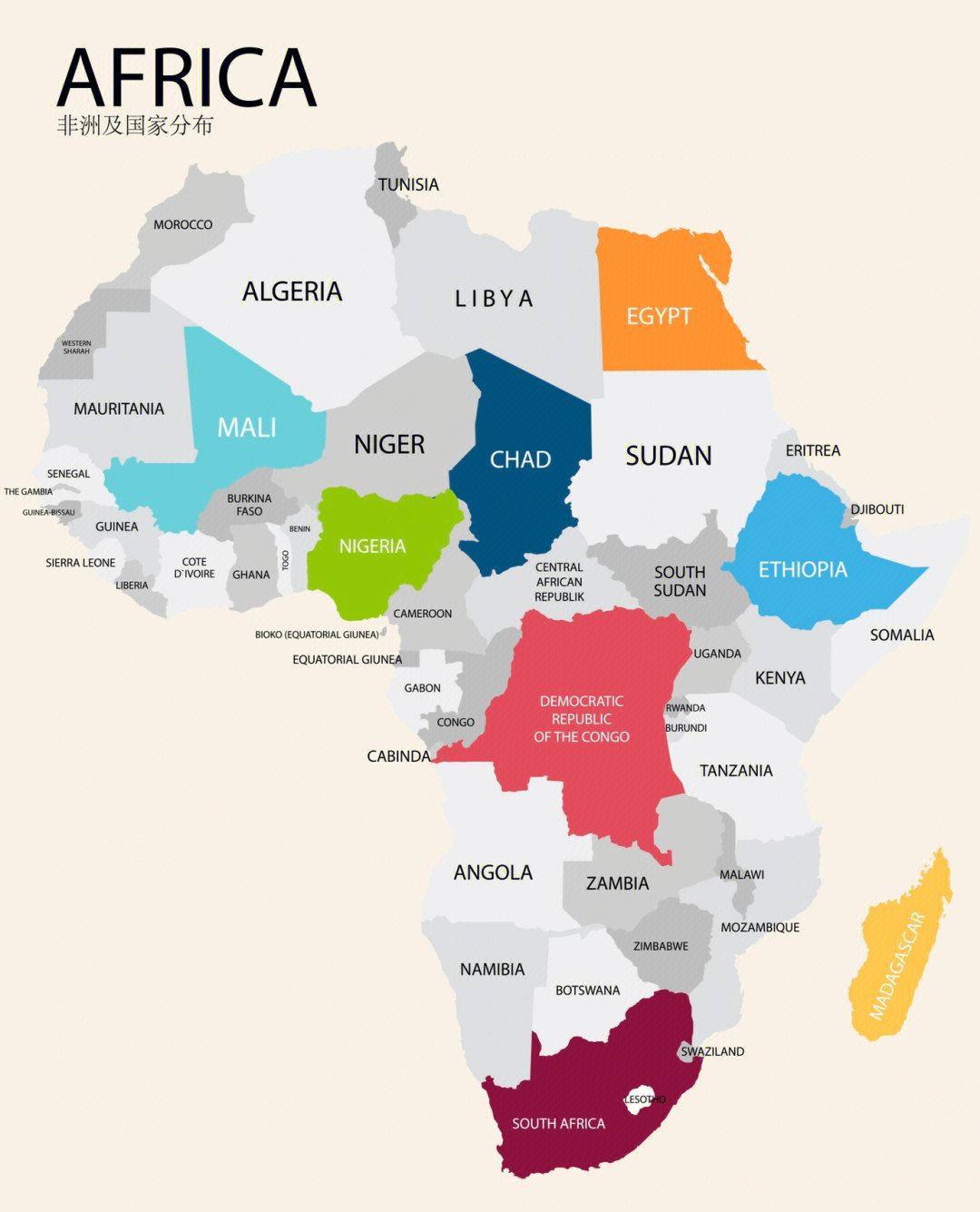 非洲大陆地图及国家分布非洲国家持续更新