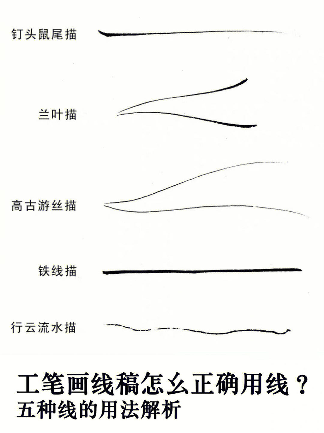 国画解析常用的工笔画线稿用线