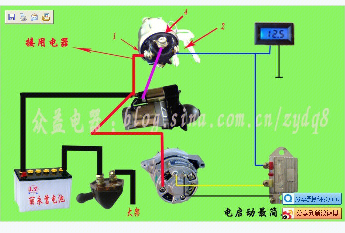 三轮车启动器接线图图片