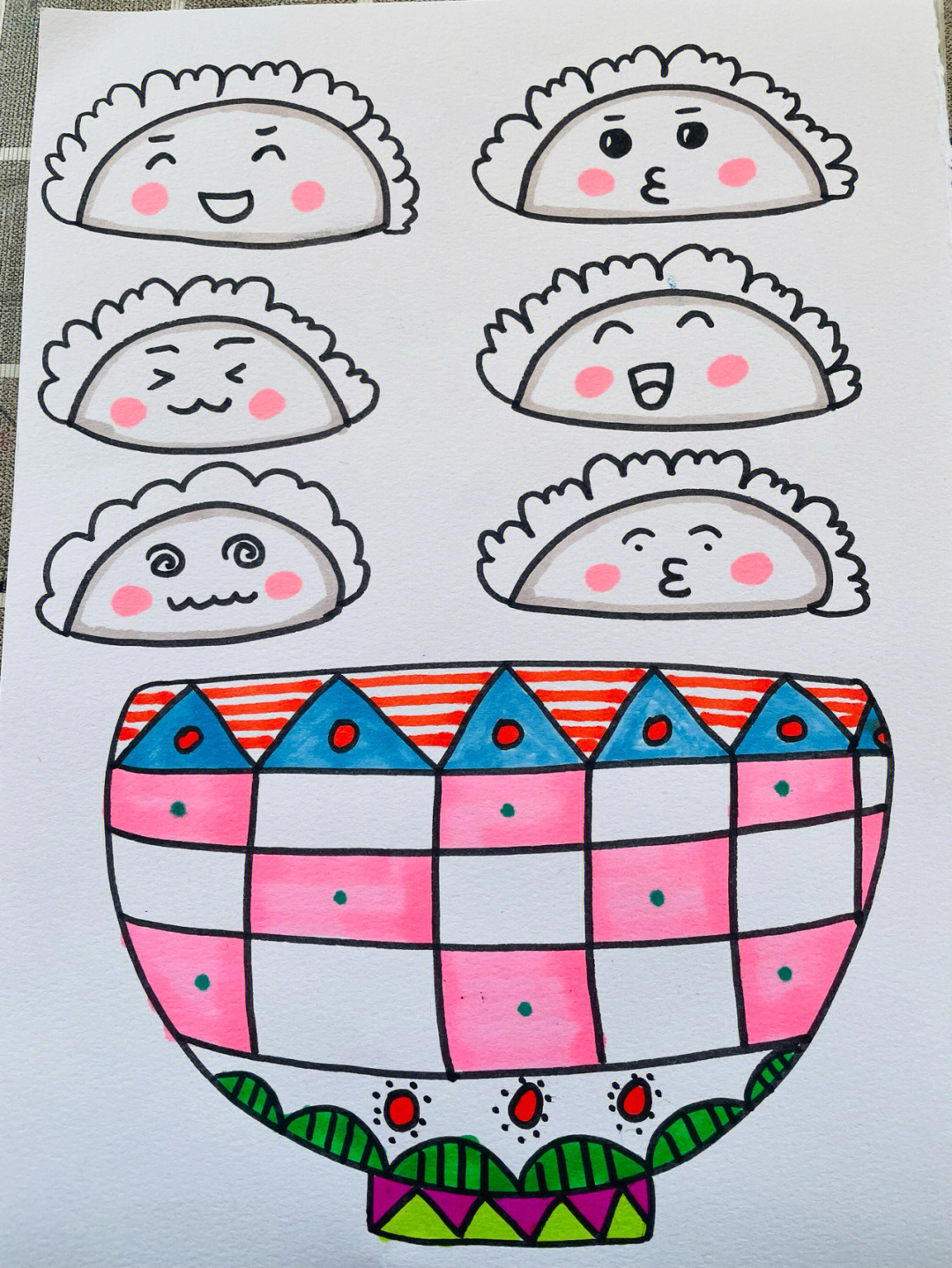 饺子画法 儿童画图片