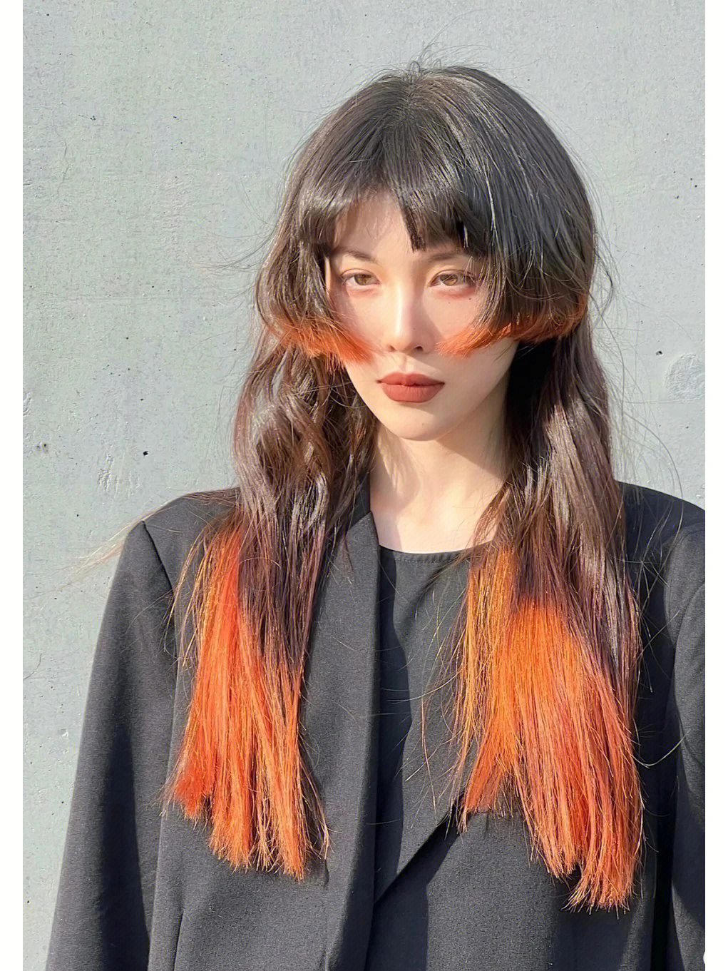 日落橙颜色头发图片图片