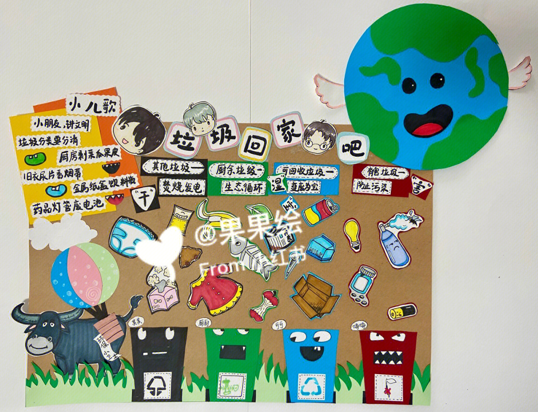 垃圾分类保护地球儿童剪贴画