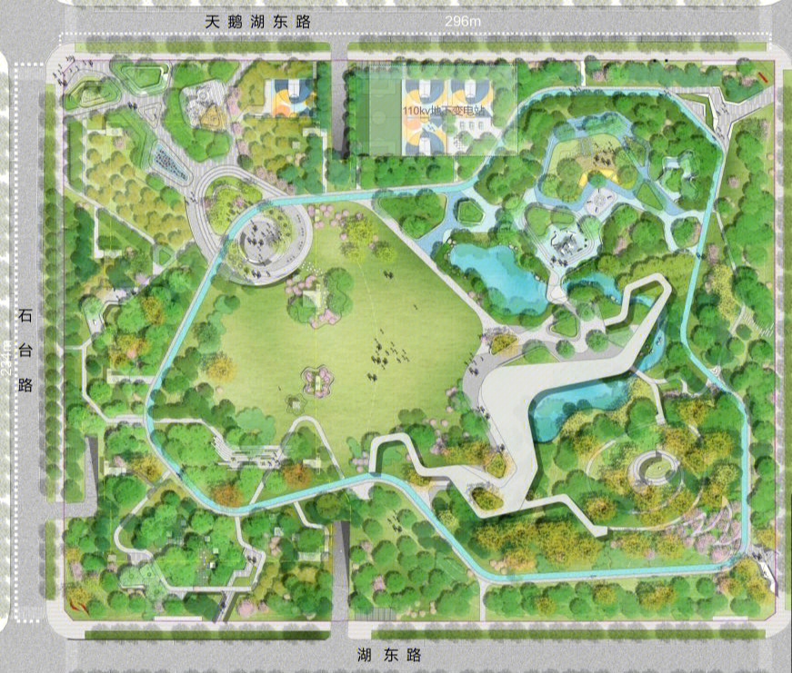 小型公园平面图手绘图片