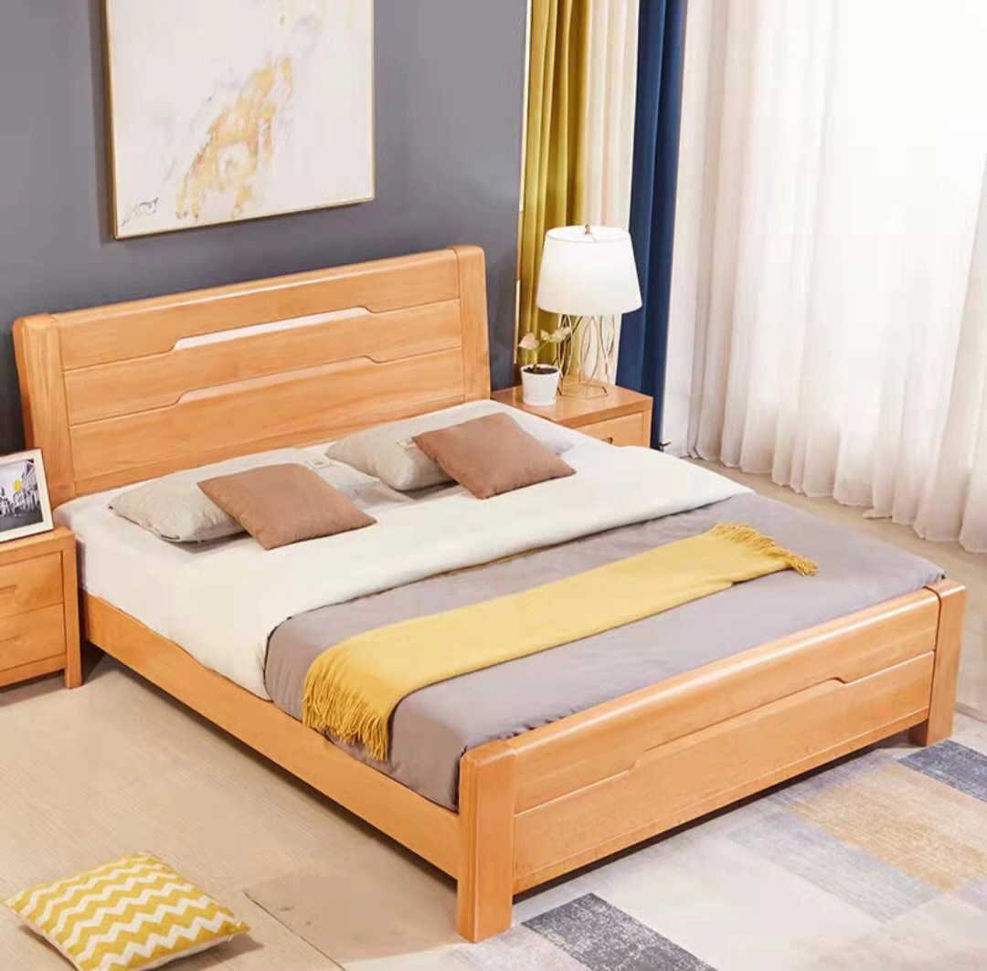 全新全实木榉木床18米双人床主卧床
