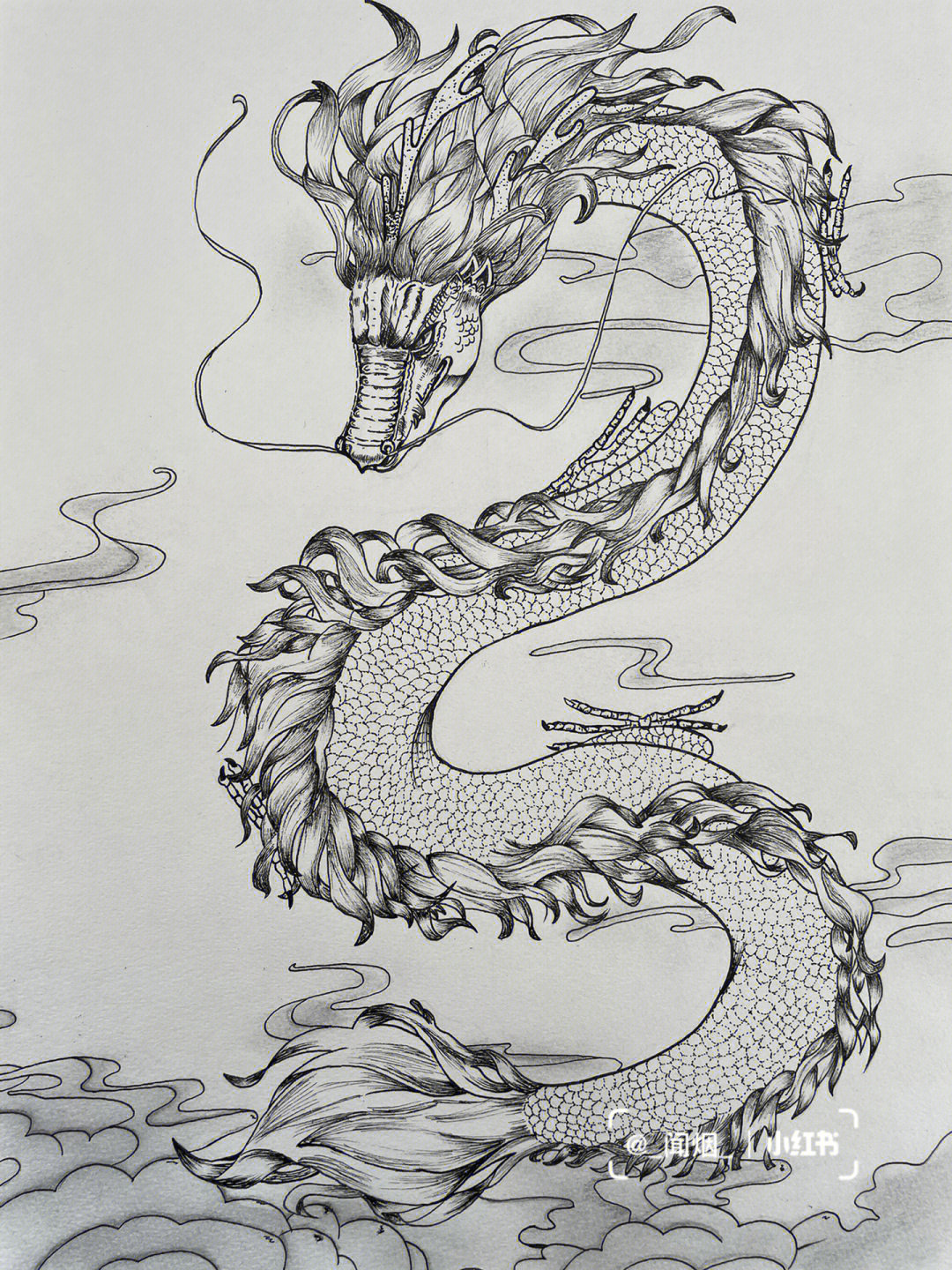 临摹@玄茶神兽白龙,传统龙,也是被粉丝问的会不会画龙,我就斗胆试了一