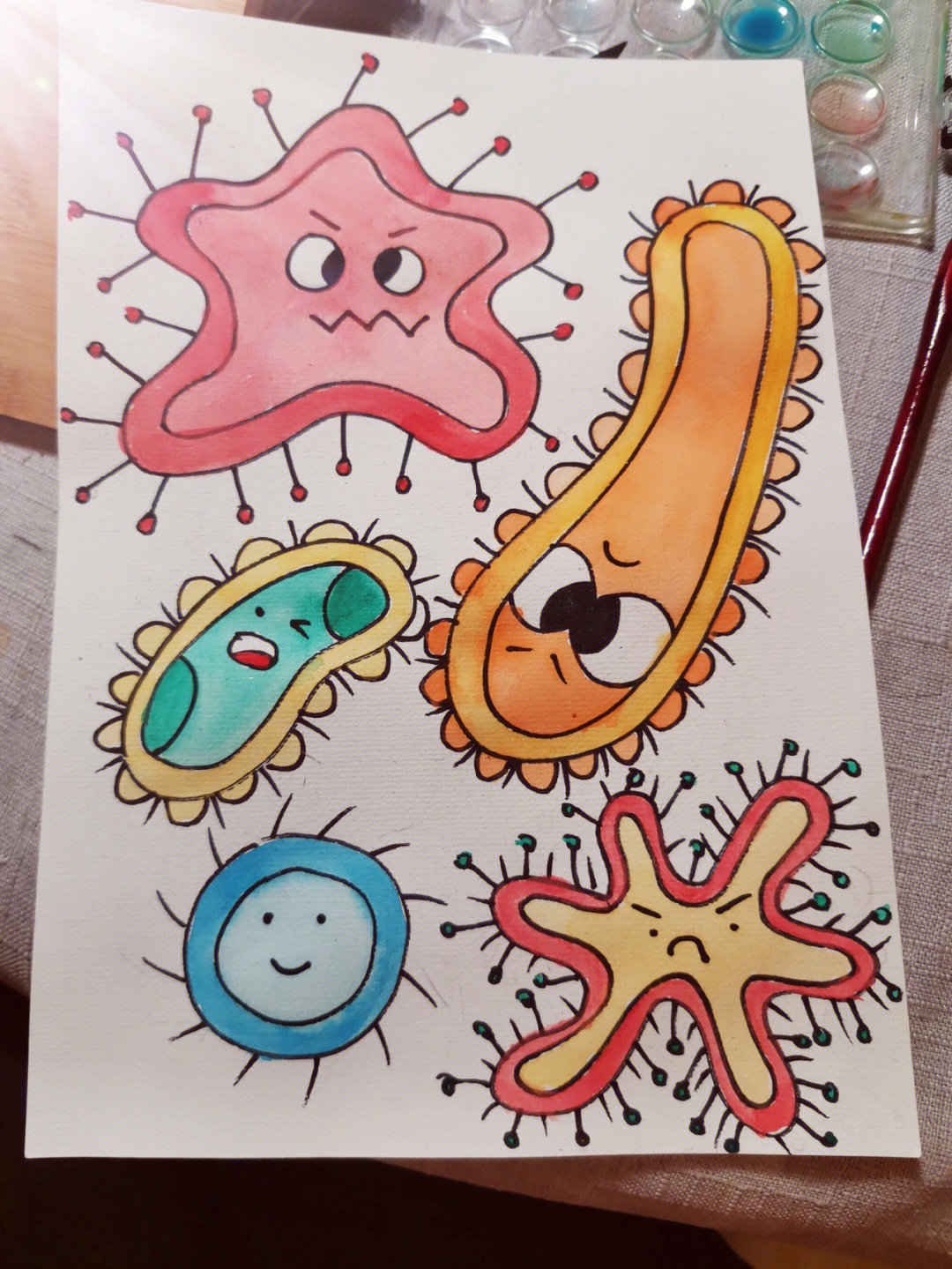 病菌简笔画图片带色彩图片