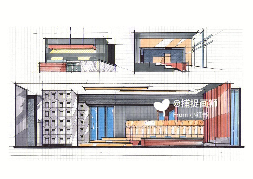 室内立面图马克笔图片