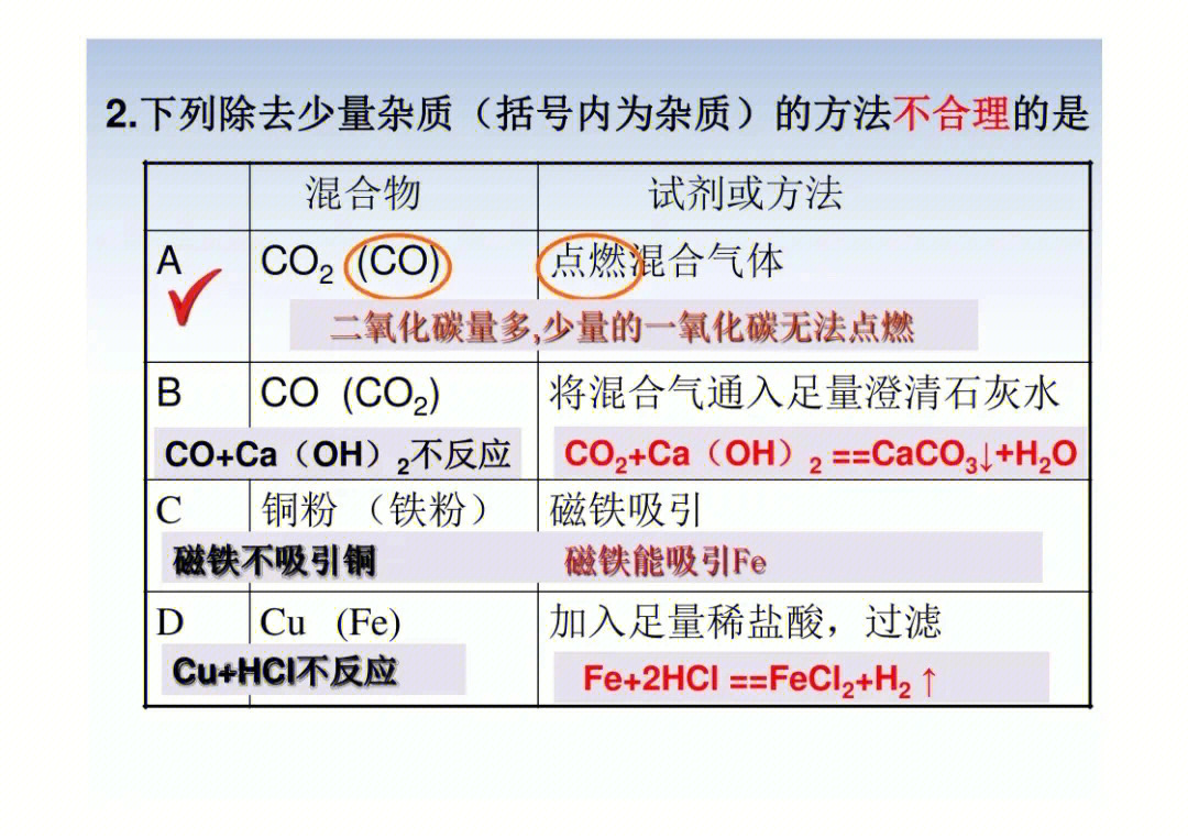 63中考化学初中化学专题复习除杂二