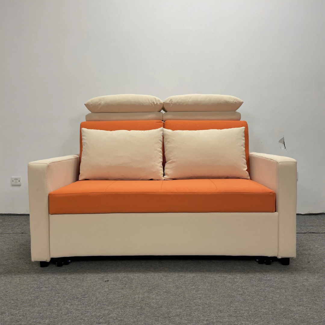 分享一款橙色拼色功能沙发