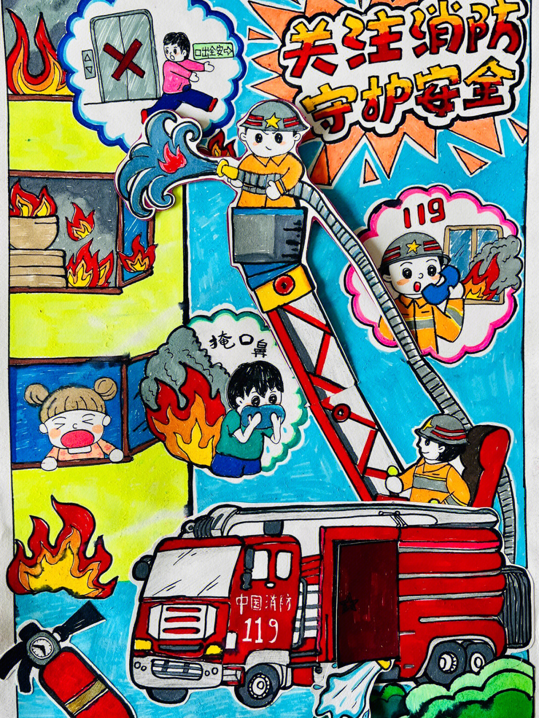 小班消防安全绘画简单图片