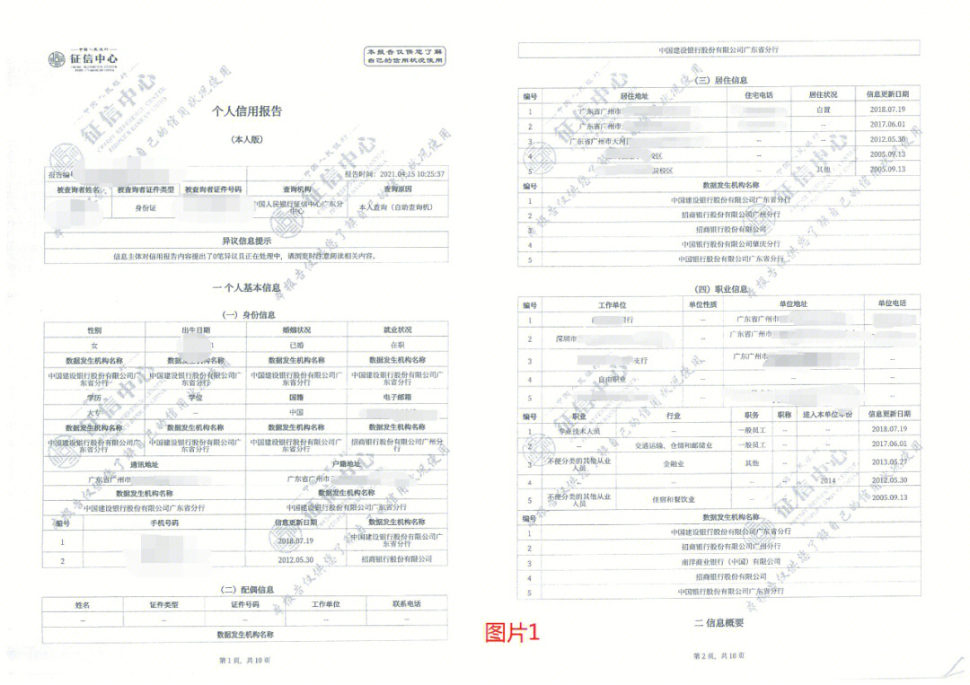 网上个人征信报告图解图片