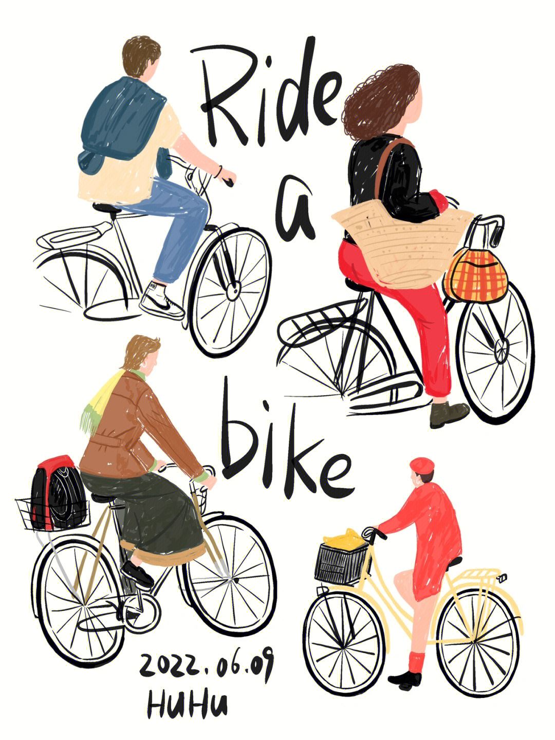 day4插画骑自行车的路人