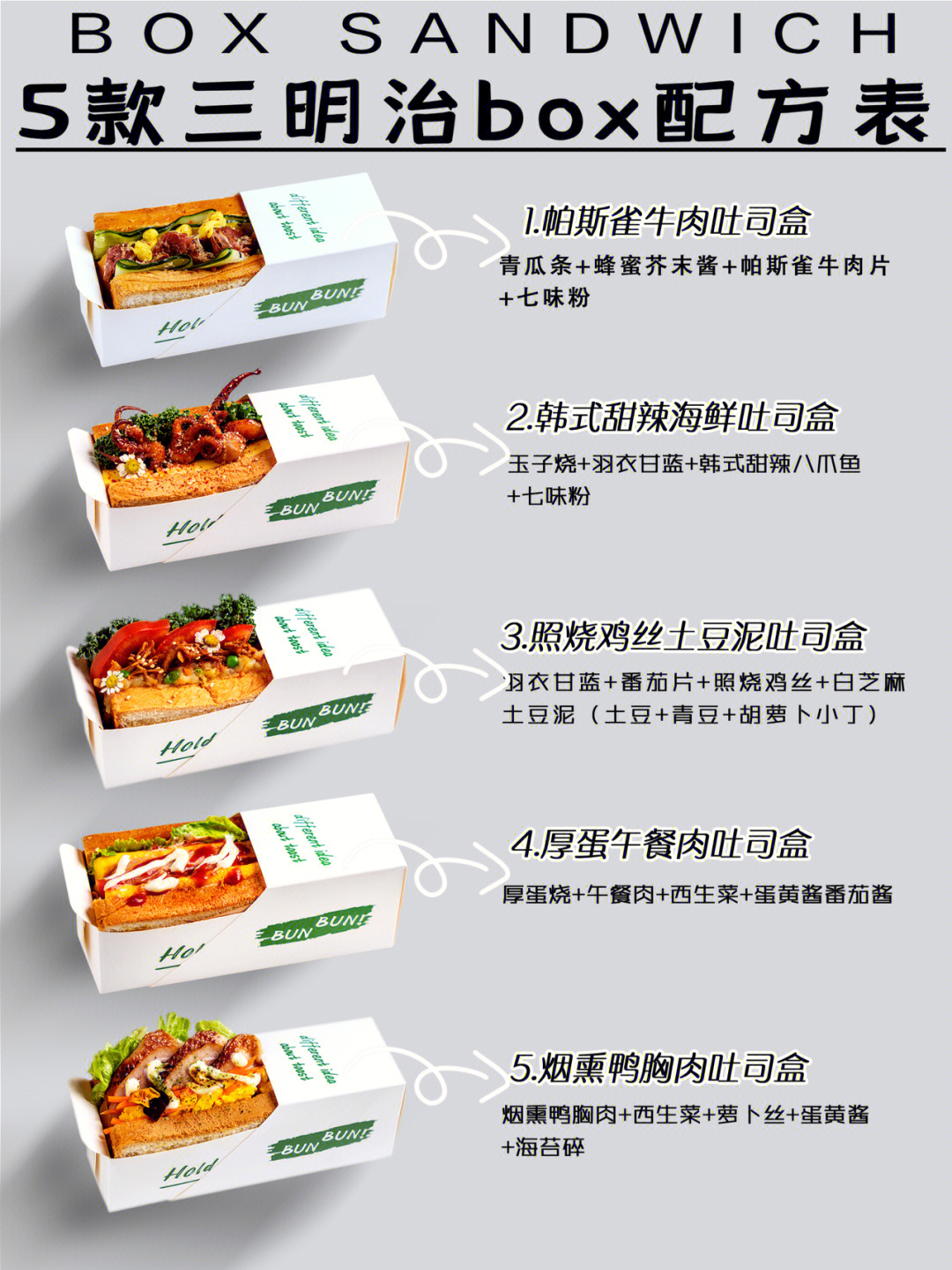 分享566款轻食店韩式box三明治配方