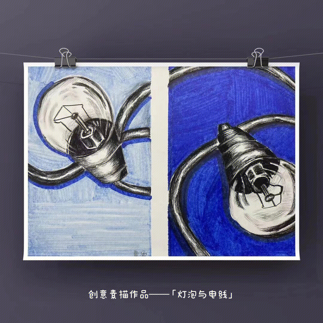 创意素描灯泡与电线