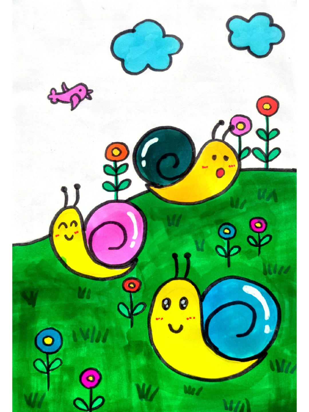 超简单小蜗牛儿童简笔画