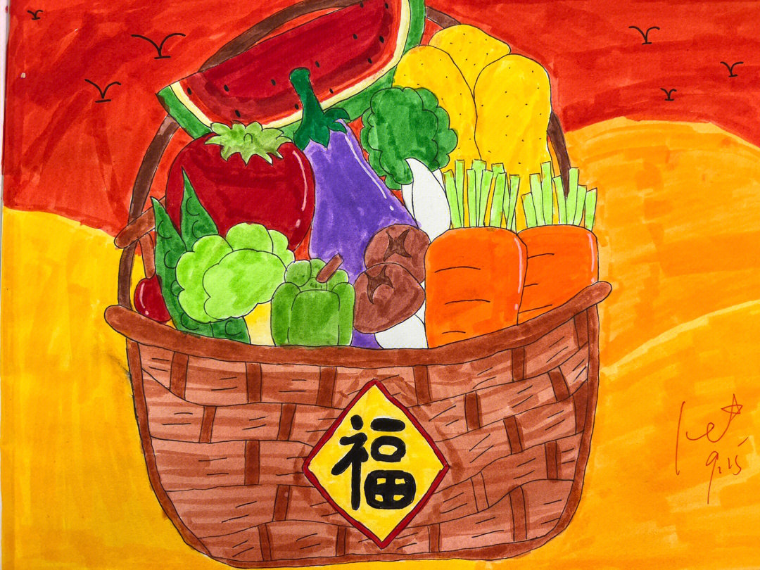 苏教版六年级美术第二课《蔬菜》学生作业分享