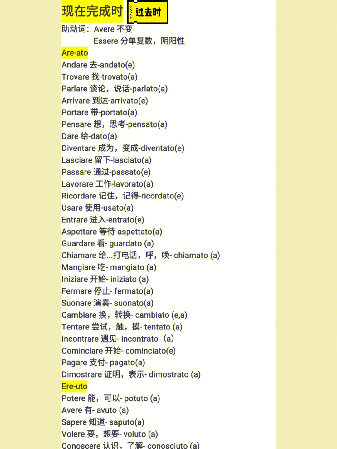 意大利语单词打卡过去时