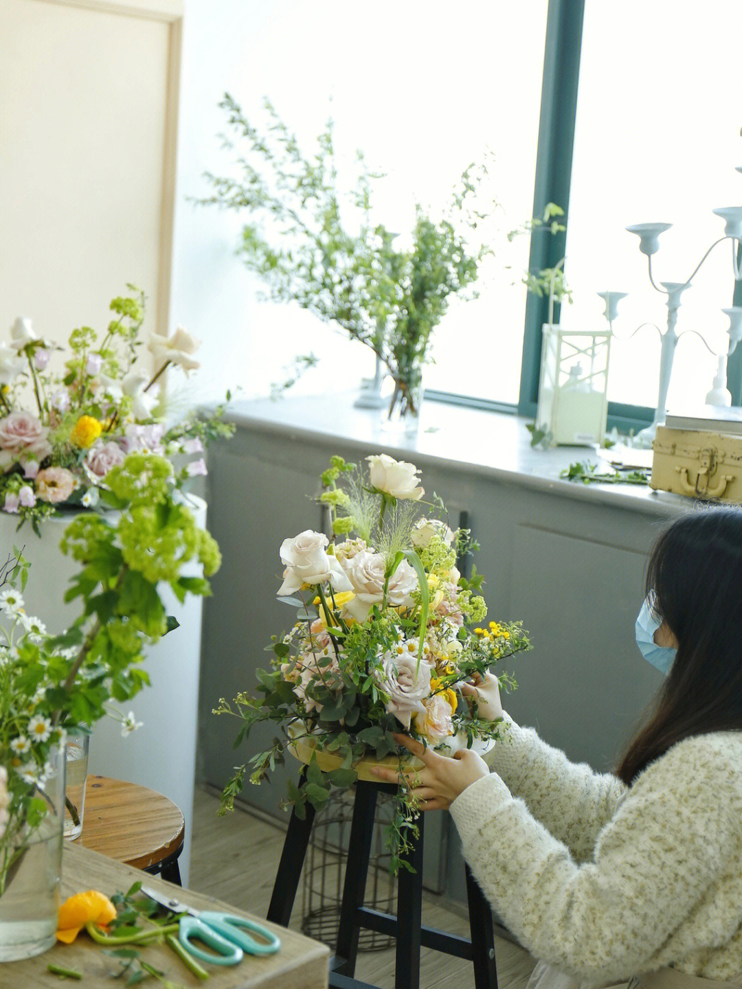 学习插花培训花艺培训春天的教室