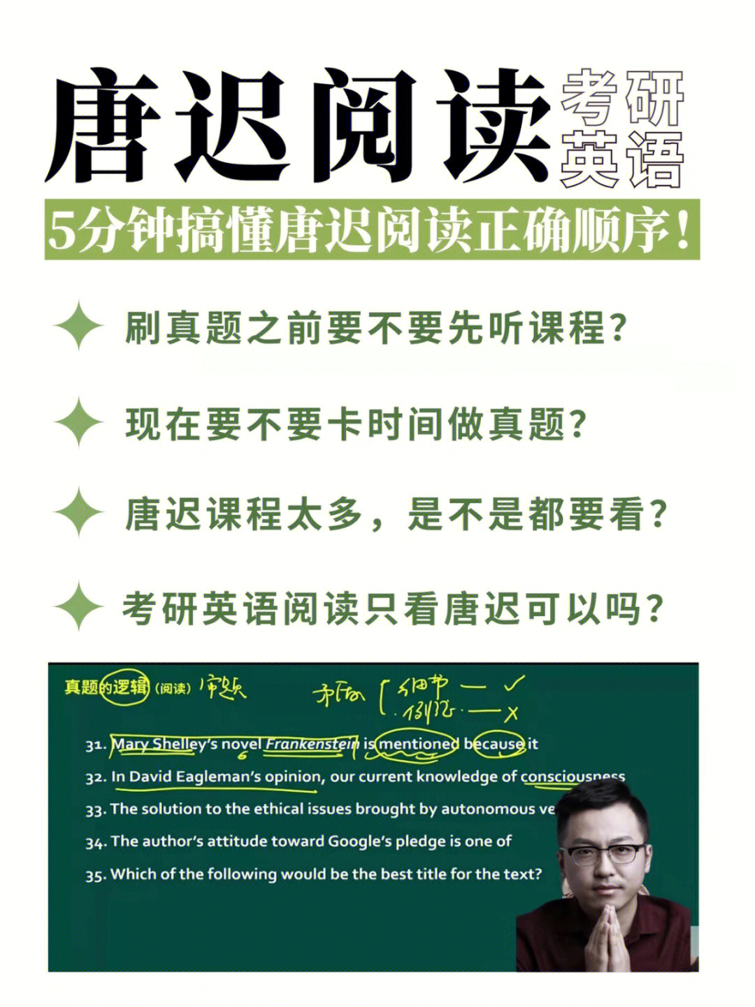 23考研英语唐迟阅读的逻辑正确避坑指南60