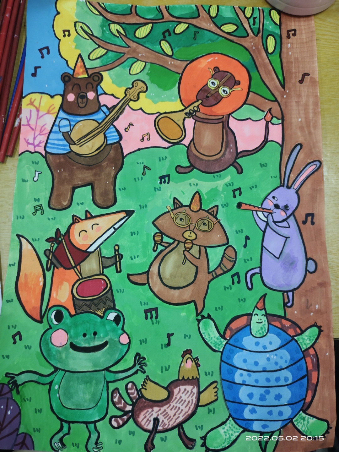 儿童画森林狂欢节
