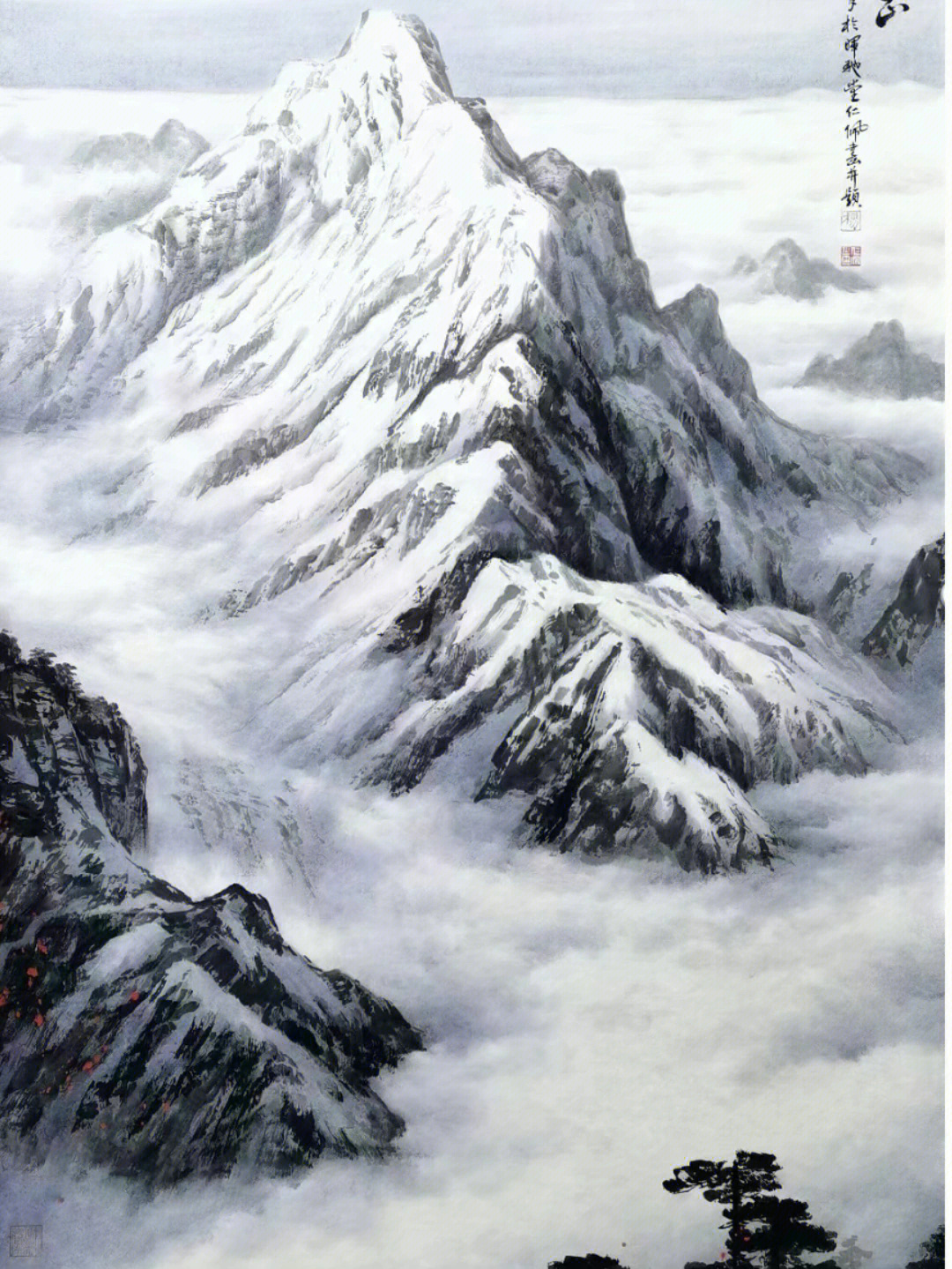 雪山山水画欣赏翰墨风采美景入画