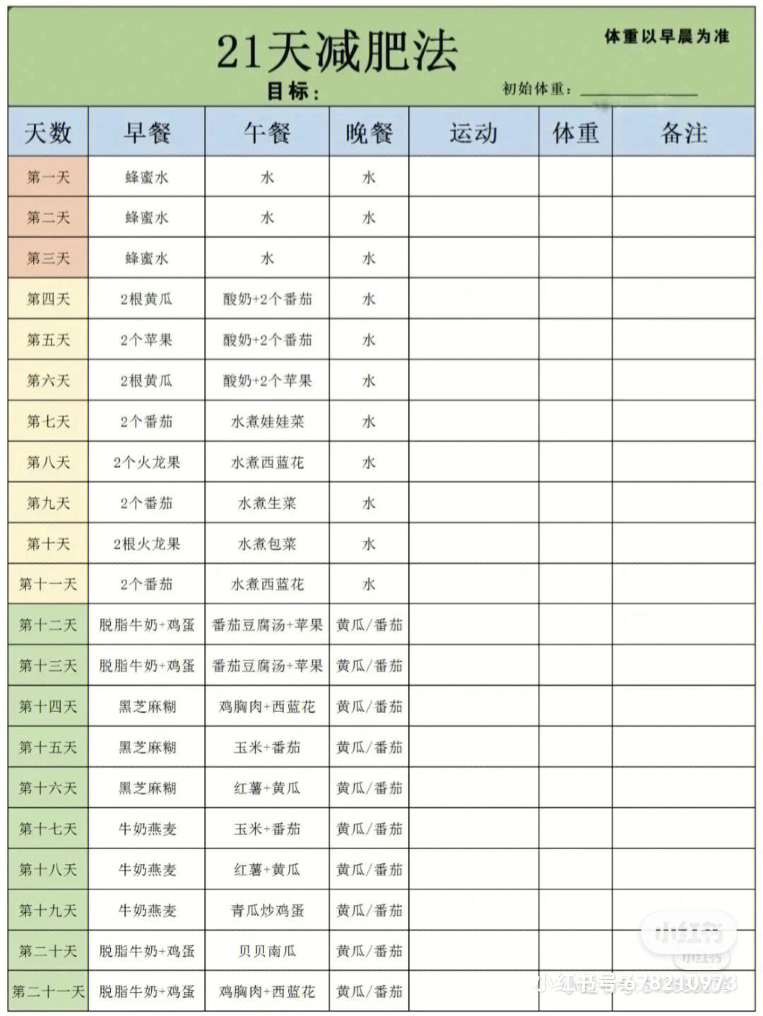 21天减肥打卡第11天