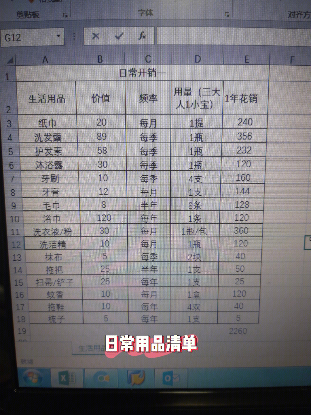 春节开销清单图片