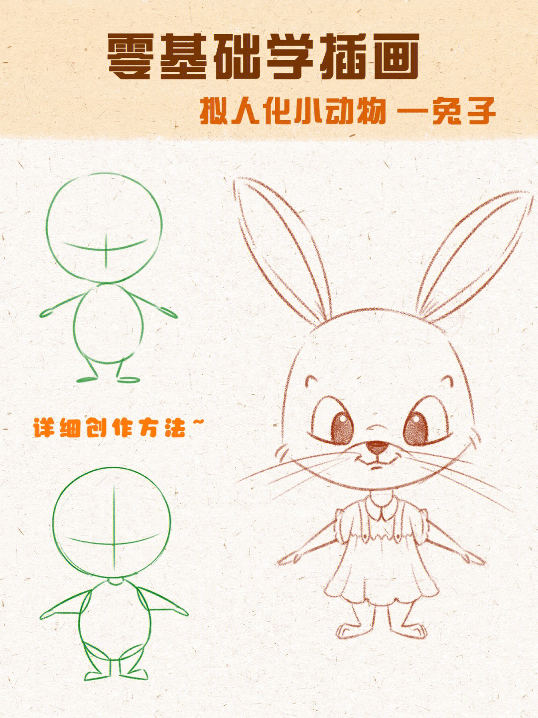 拟人兔子简笔画图片