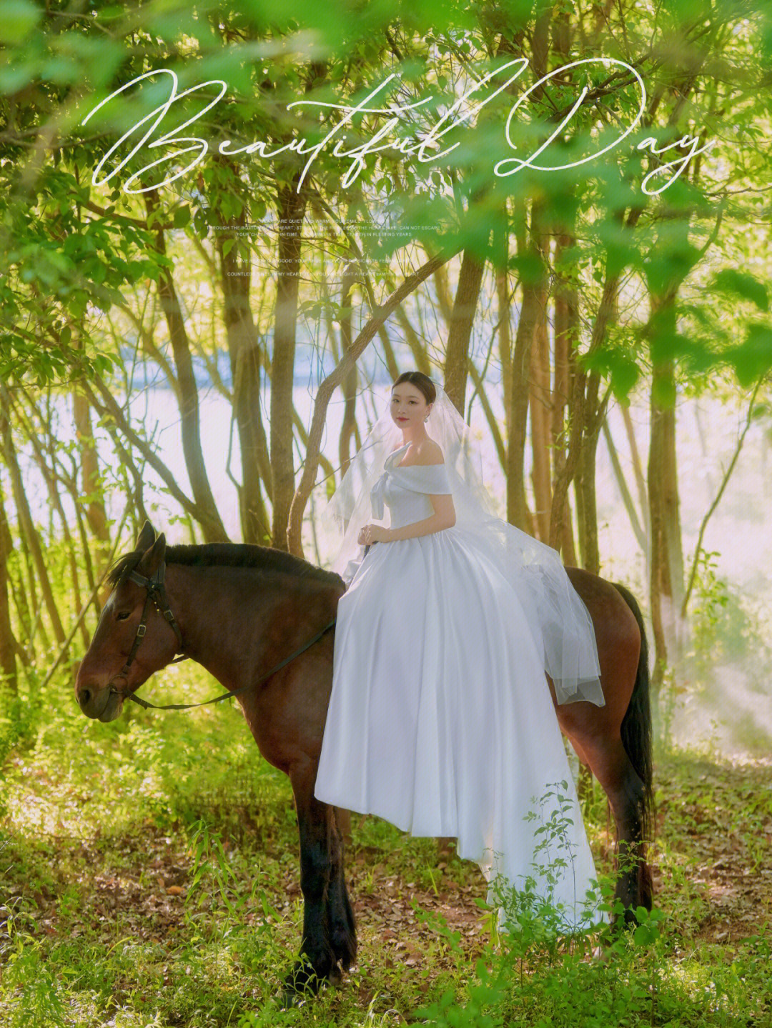 在逃公主骑马森林漫步梦幻森系婚纱照