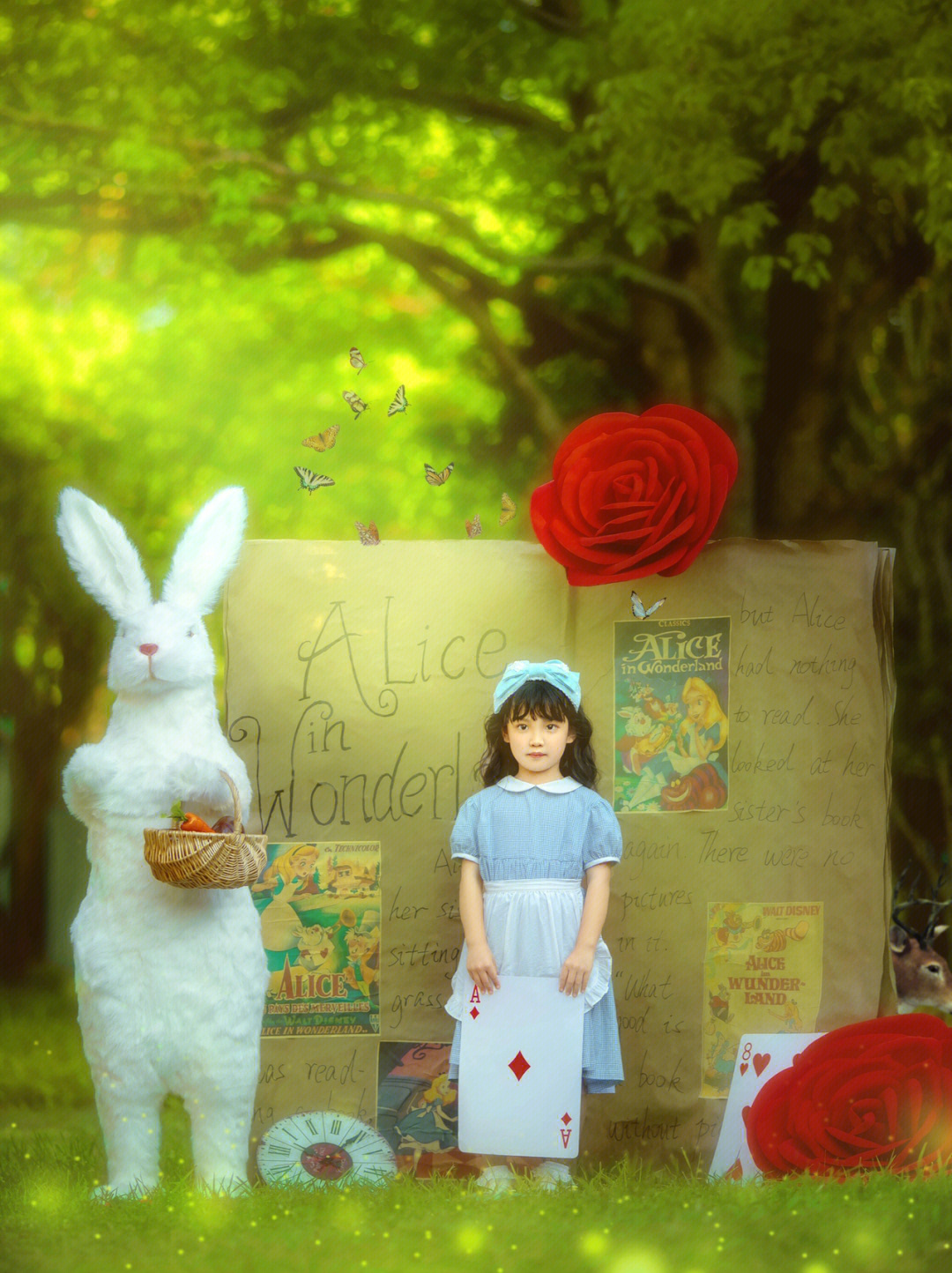 爱丽丝从超大的童话书里跑出来了儿童摄影
