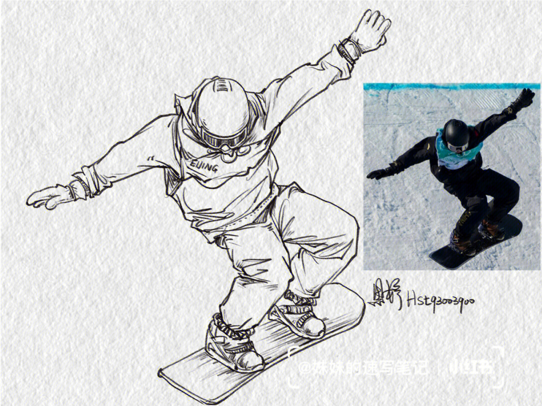 双板滑雪素描图片