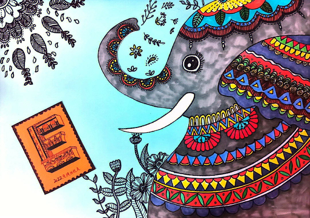 印度大象美术课件图片