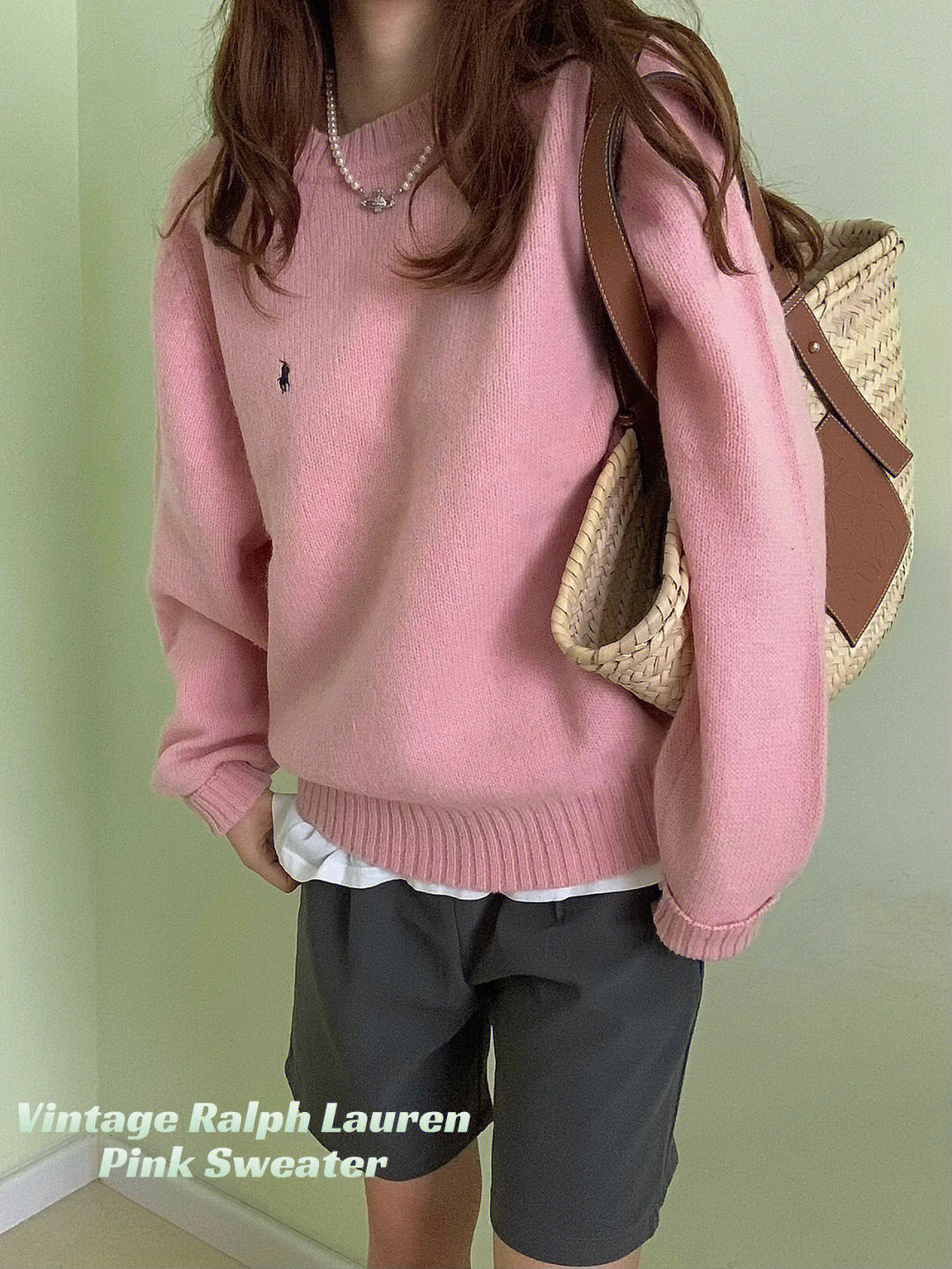 vintagerl穿搭分享粉色小马毛衣超时髦