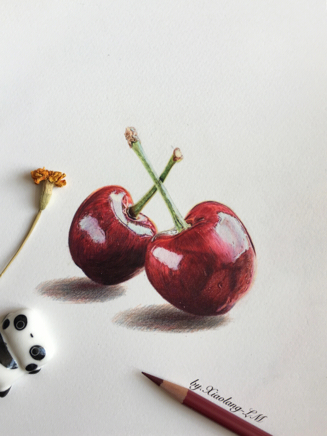 彩铅手绘樱桃