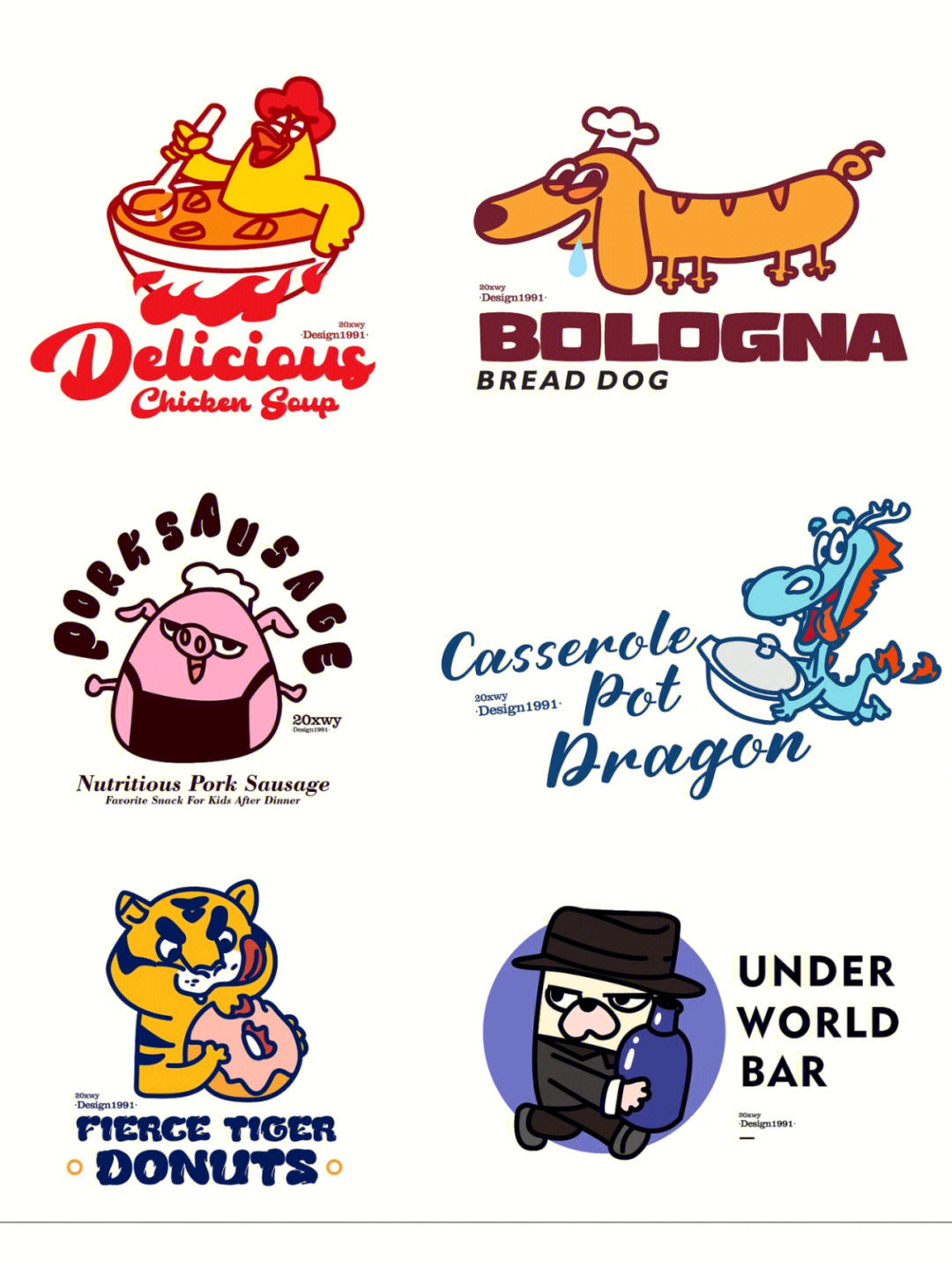 欧美风卡通logo设计餐饮品牌图形文字logo