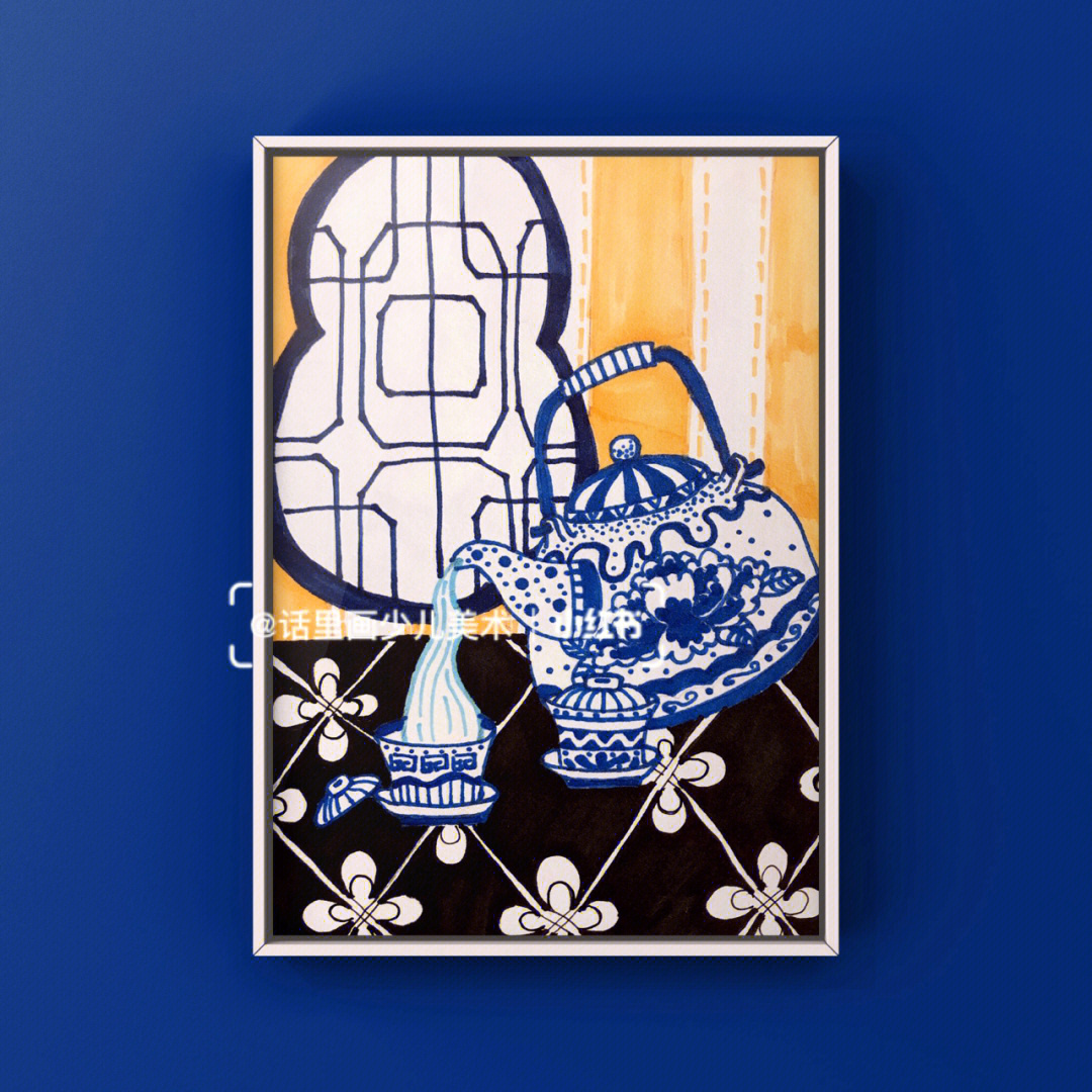 青花瓷茶壶绘画图片图片
