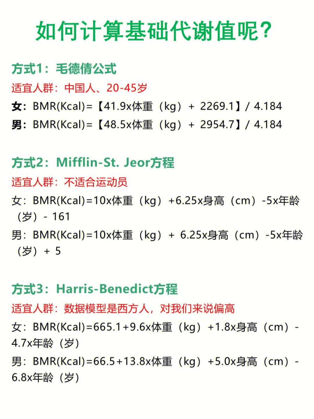 基础代谢公式图片