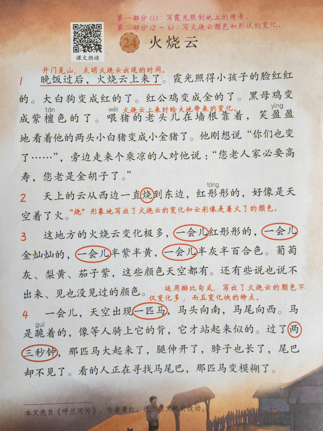 三年下语文24火烧云课文详解梳理