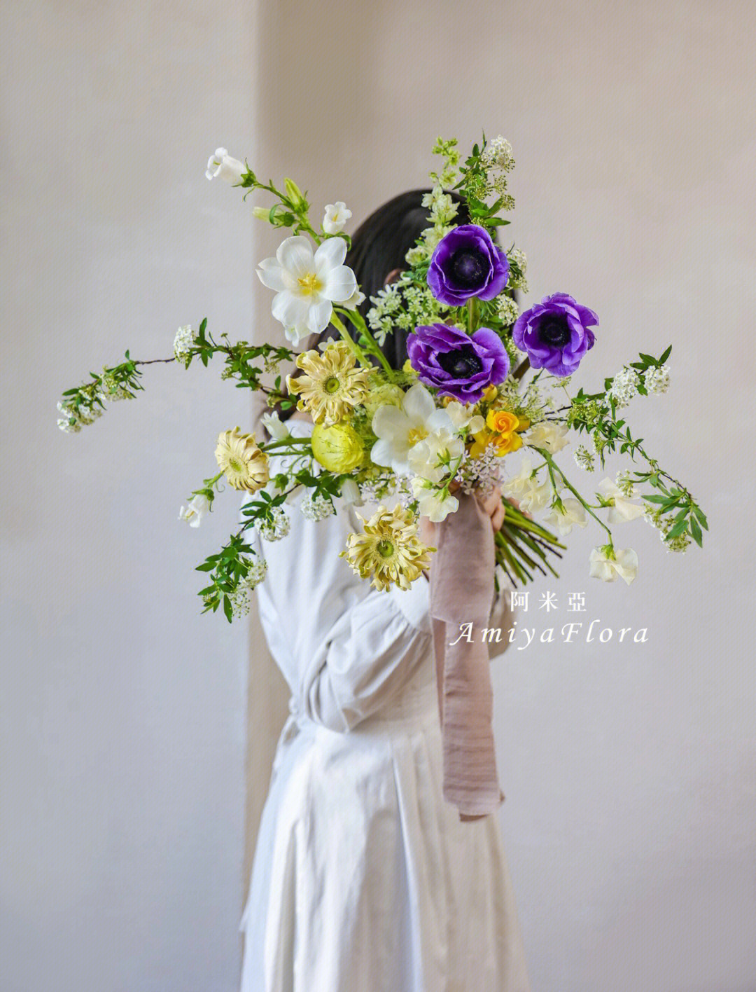 小手球银莲花手捧北京花艺培训手捧花