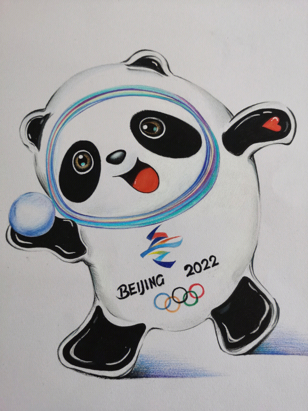 奥运会冰墩墩画画作品图片